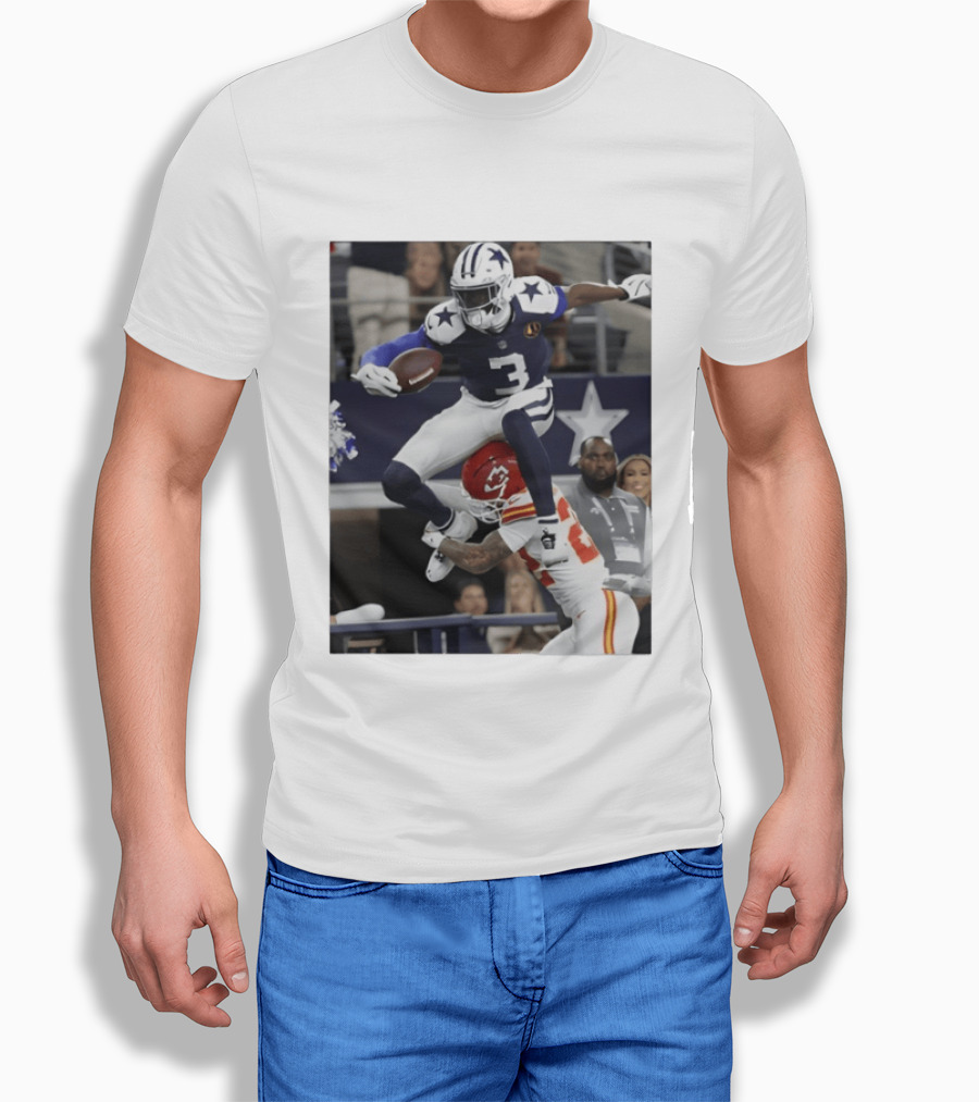 Football Leap Dallas Vs Kansas Royals Dynamic Action T-Shirt