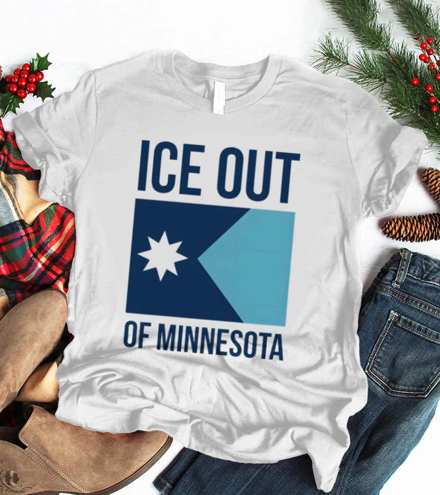 ICE Out Of Minnesota Star Flag T-Shirt