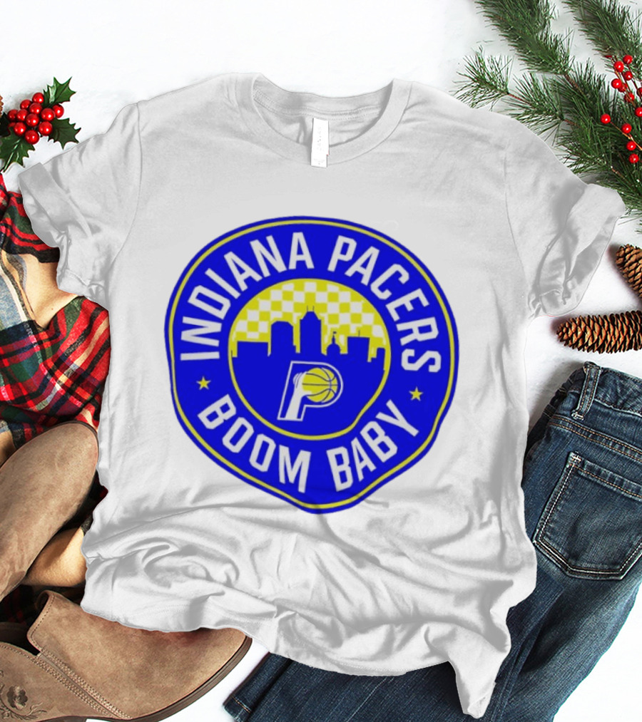 Indiana Pacers Boom Baby Skyline Basketball Team Circle T-Shirt