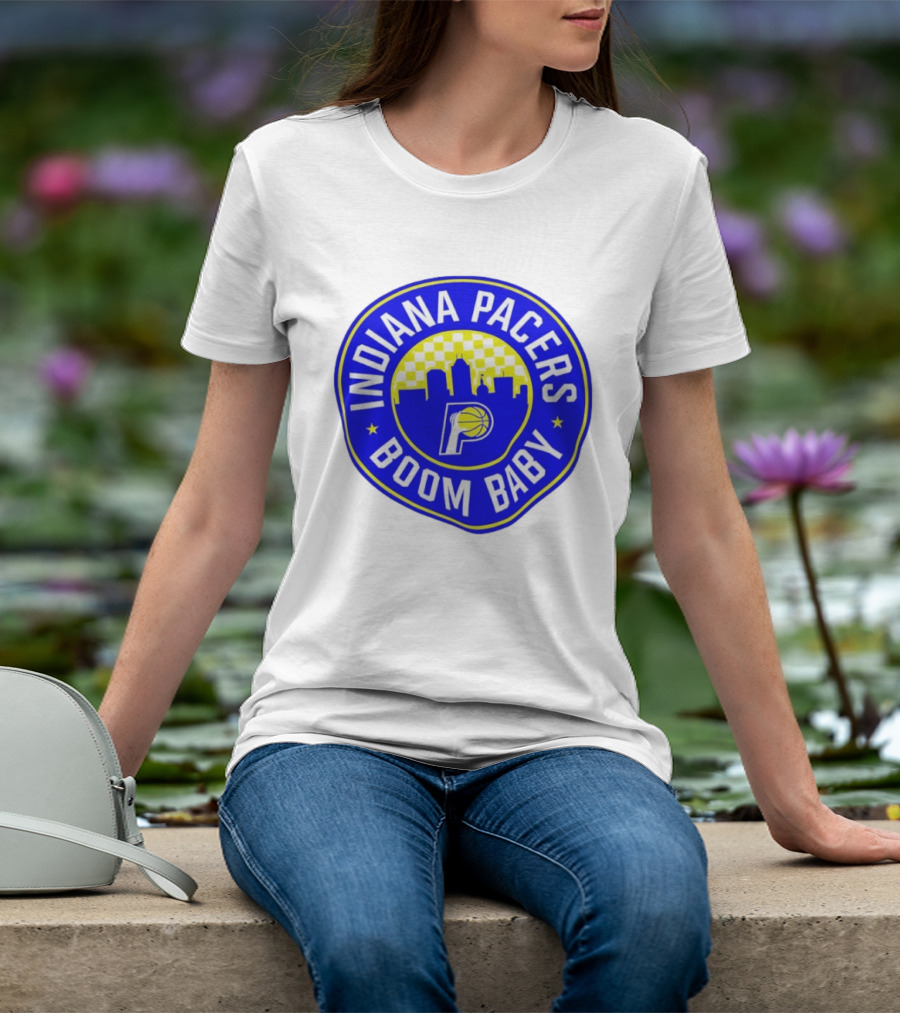 Indiana Pacers Boom Baby Skyline Basketball Team Circle T-Shirt