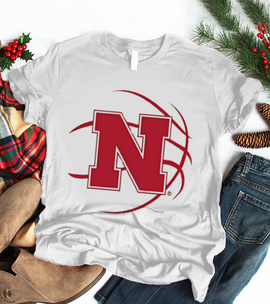 Nebraska Basketball Red N And Ball T-Shirt