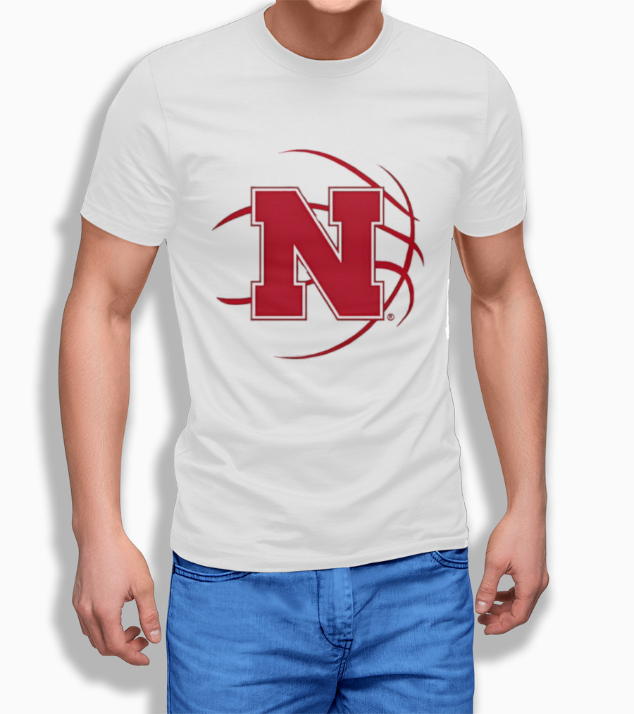 Nebraska Basketball Red N And Ball T-Shirt