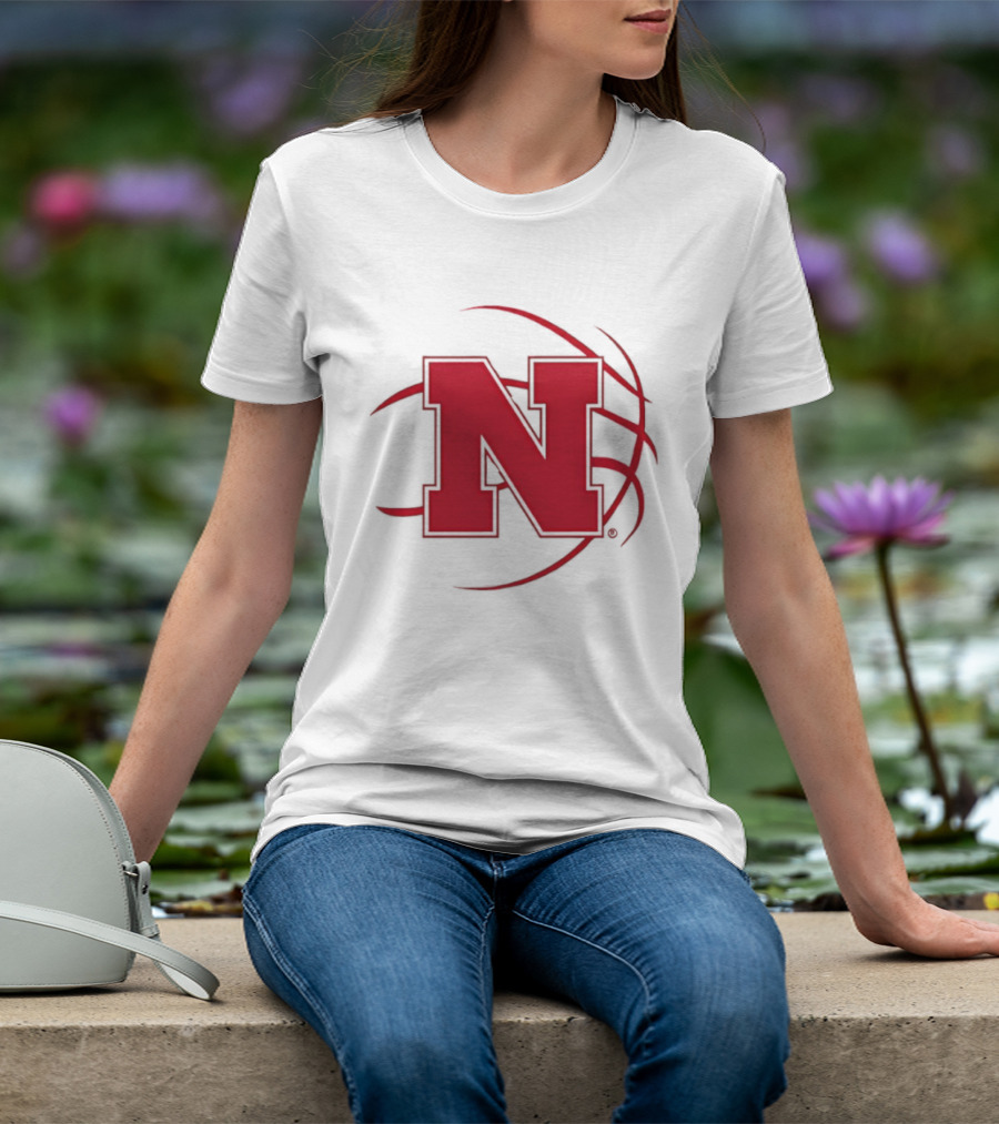 Nebraska Basketball Red N And Ball T-Shirt