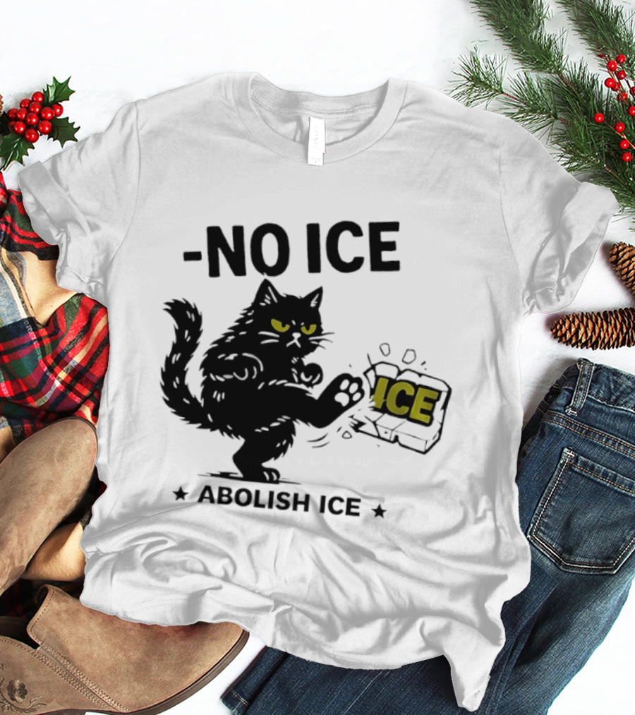 Black Cat No Ice Abolish ICE T-Shirt
