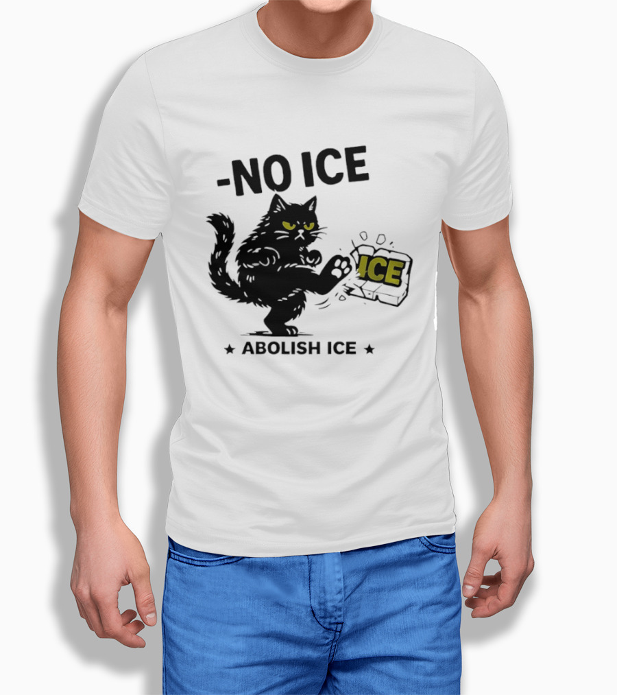 Black Cat No Ice Abolish ICE T-Shirt