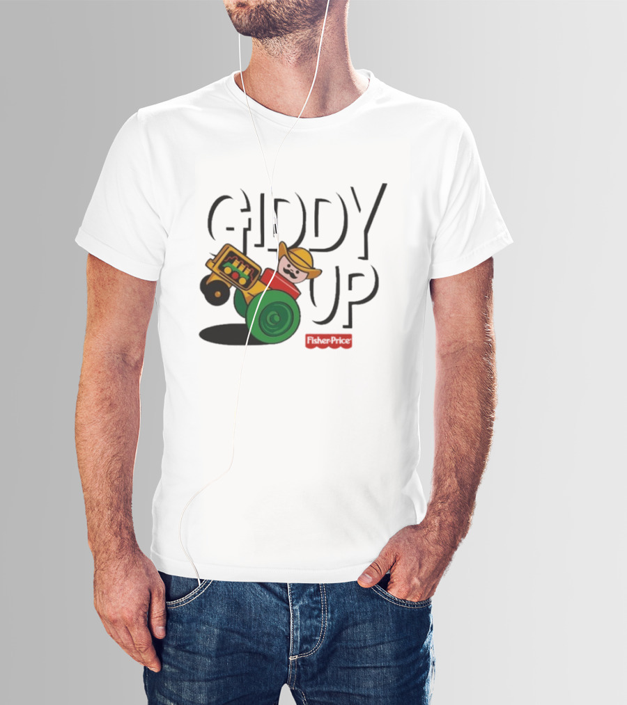 Giddy Up Fisher Price Cowboy On Tractor T-Shirt