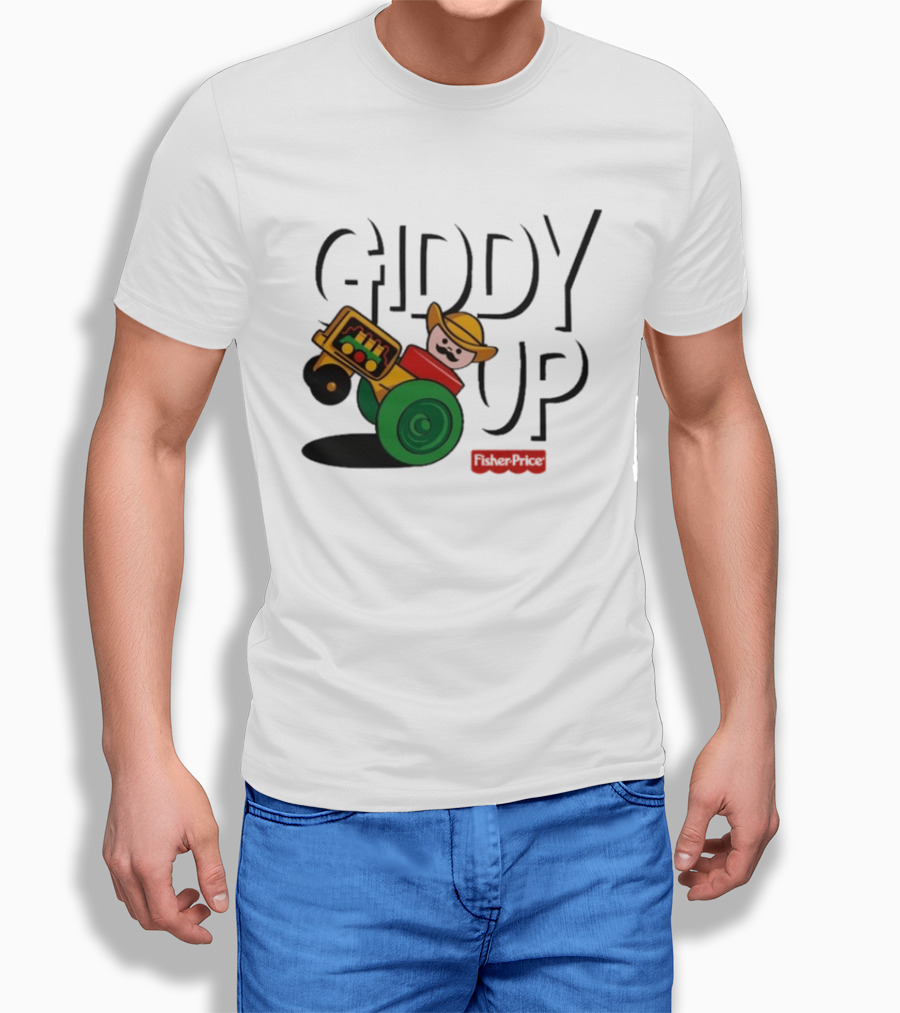 Giddy Up Fisher Price Cowboy On Tractor T-Shirt