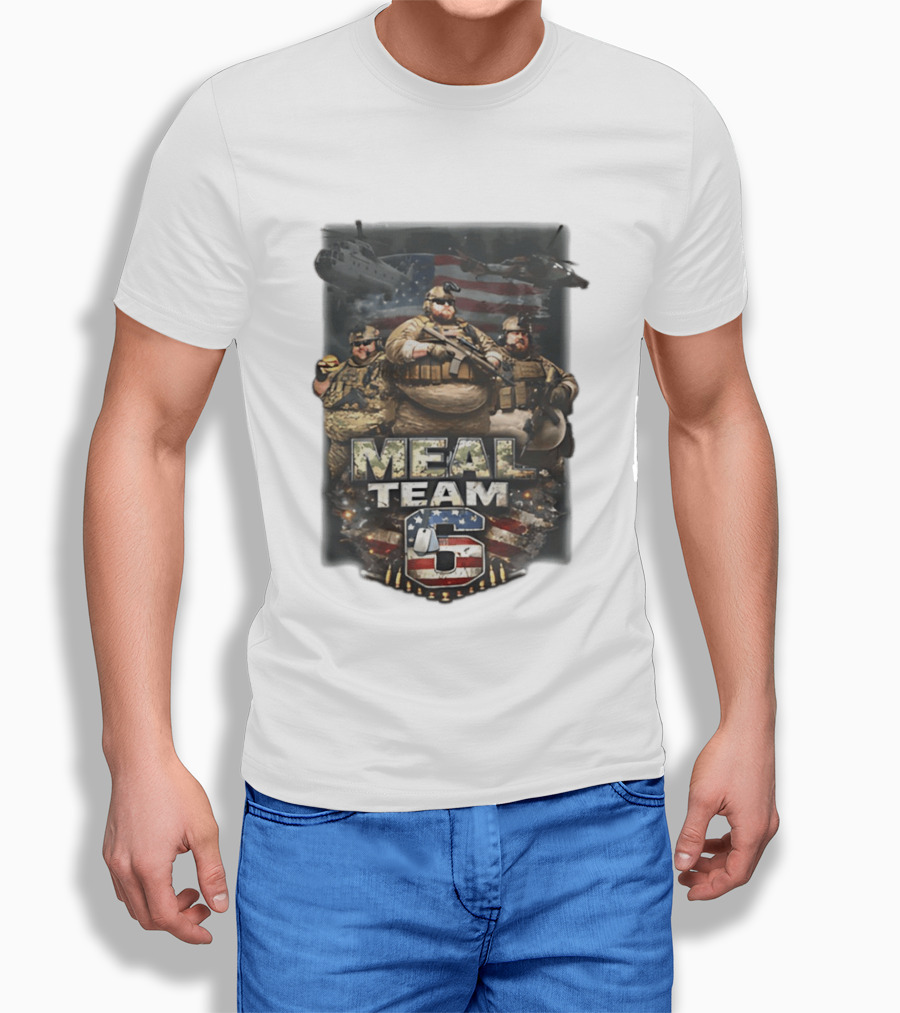Meal Team 6 Army Helicopter American Flag Patriotic Soldiers T-Shirt