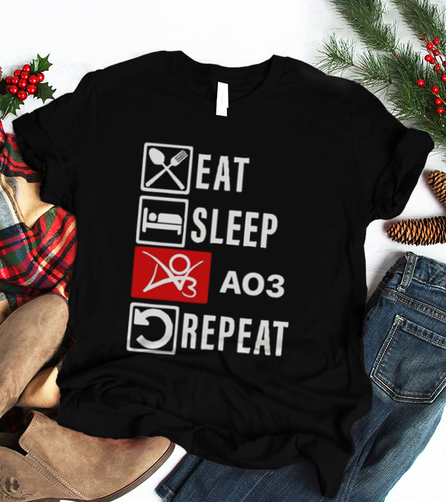 Eat Sleep AO3 Repeat Fanfiction Enthusiast Lifestyle T-Shirt