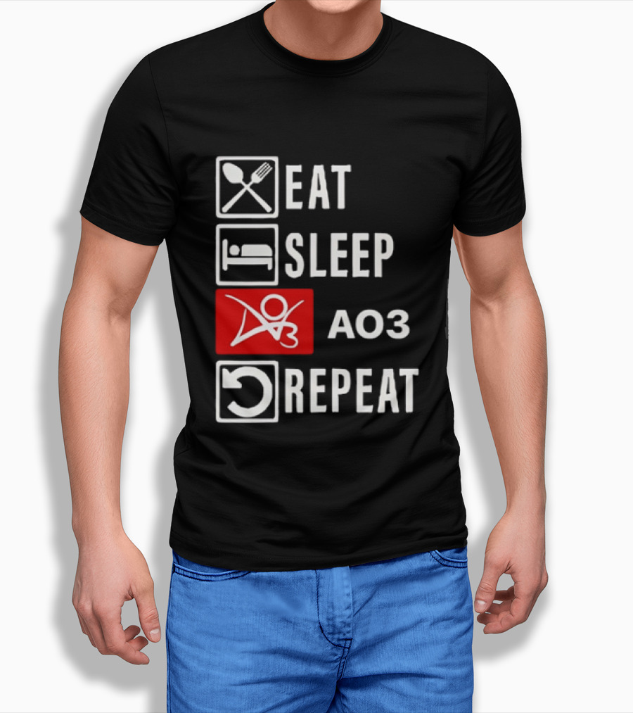 Eat Sleep AO3 Repeat Fanfiction Enthusiast Lifestyle T-Shirt