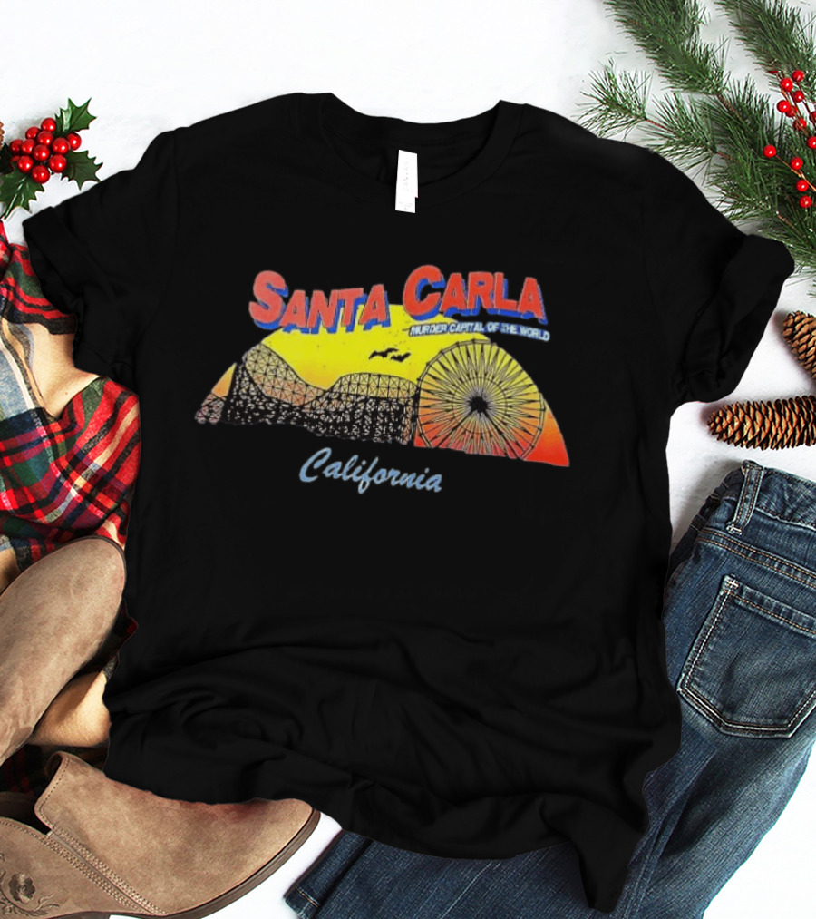 Santa Carla California Murder Capital Of The World Ferris Wheel And Roller Sunset T-Shirt