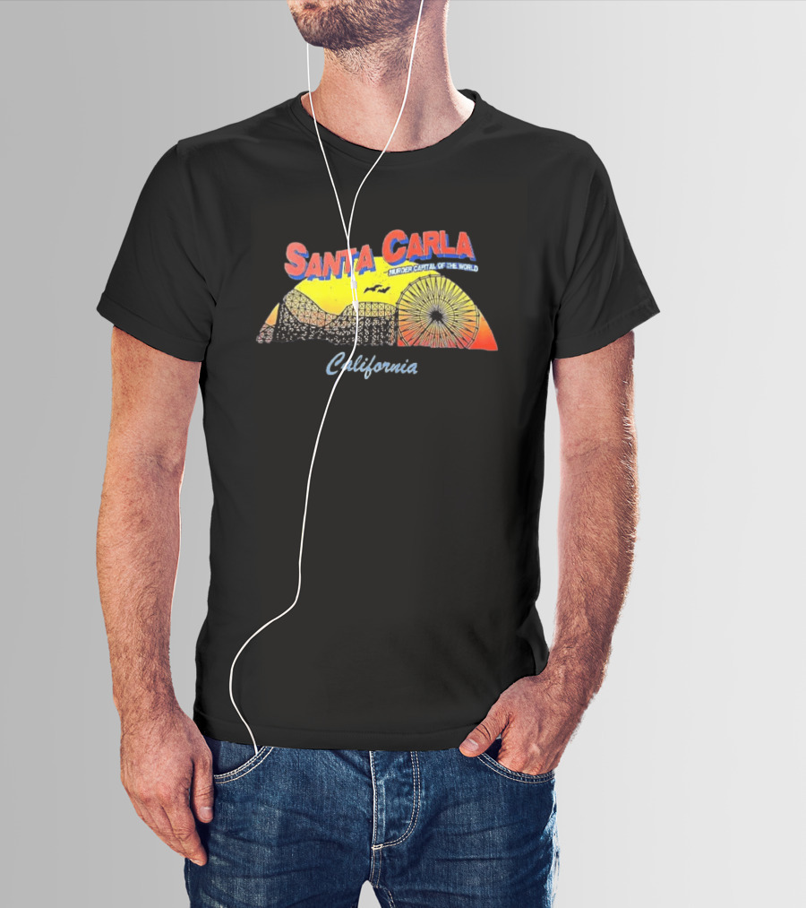 Santa Carla California Murder Capital Of The World Ferris Wheel And Roller Sunset T-Shirt