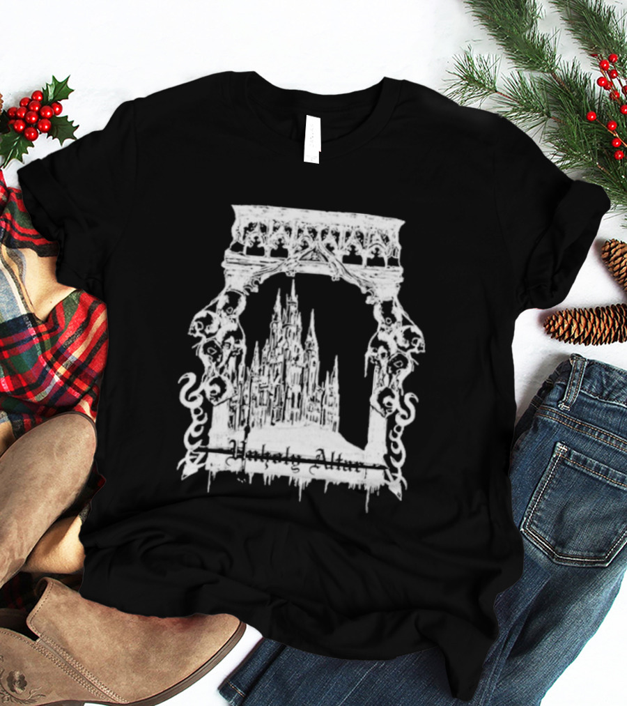Unholy Altar Castle Gothic Architecture Mysterious Shadows T-Shirt