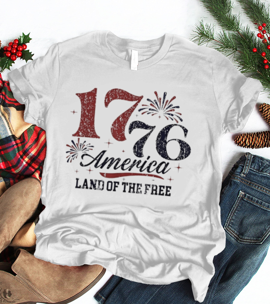 1776 America Land Of The Free Fireworks Celebration T-Shirt