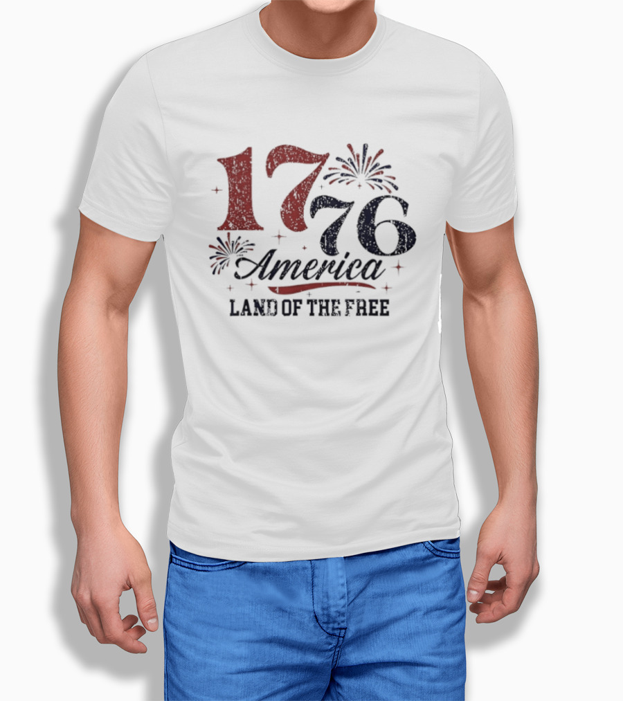 1776 America Land Of The Free Fireworks Celebration T-Shirt