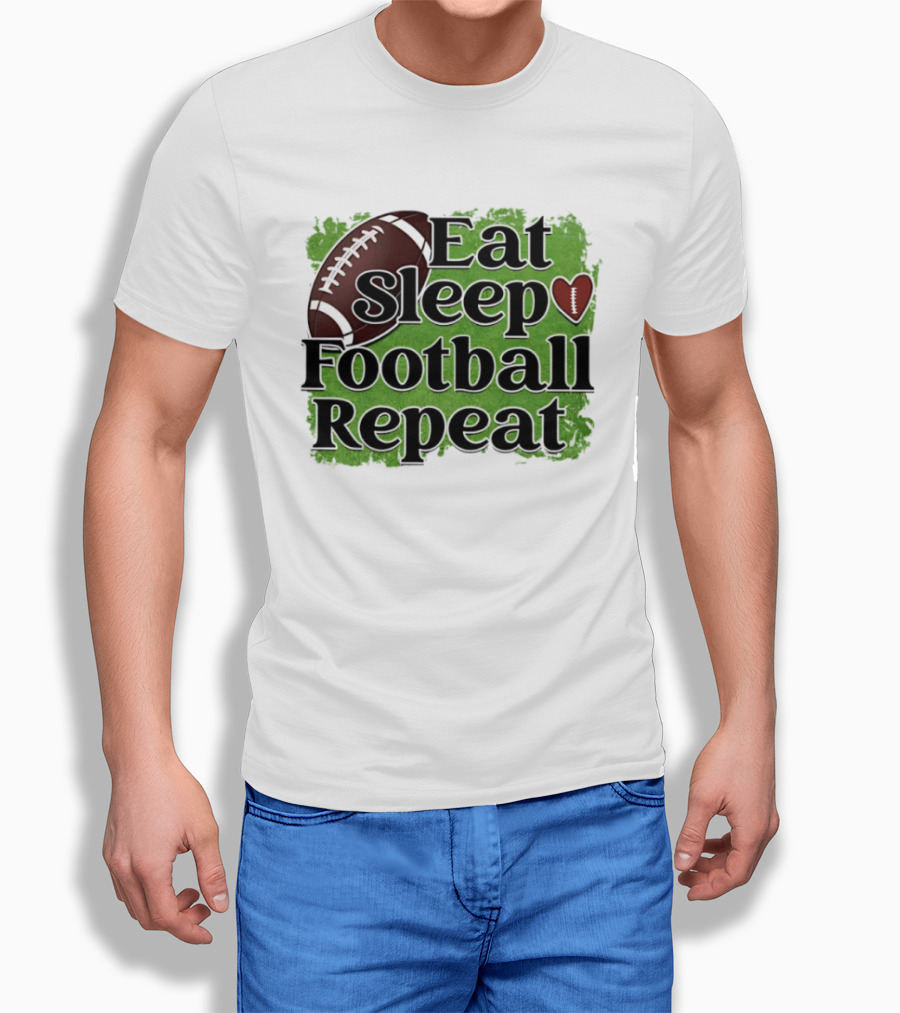 Eat Sleep Football Repeat Heart Football T-Shirt