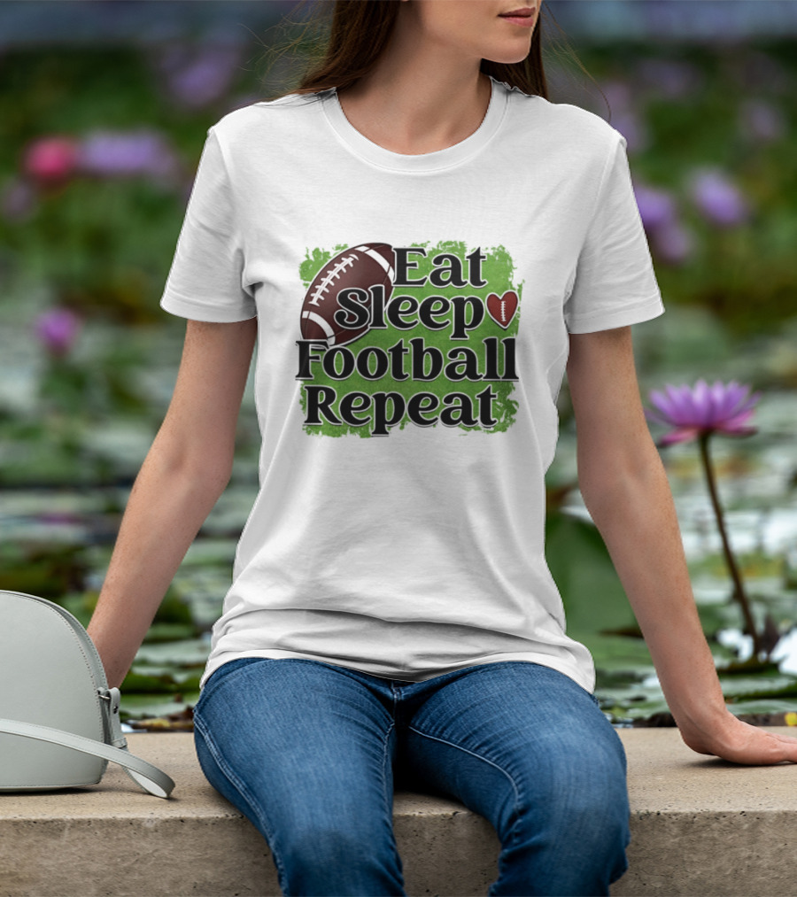 Eat Sleep Football Repeat Heart Football T-Shirt