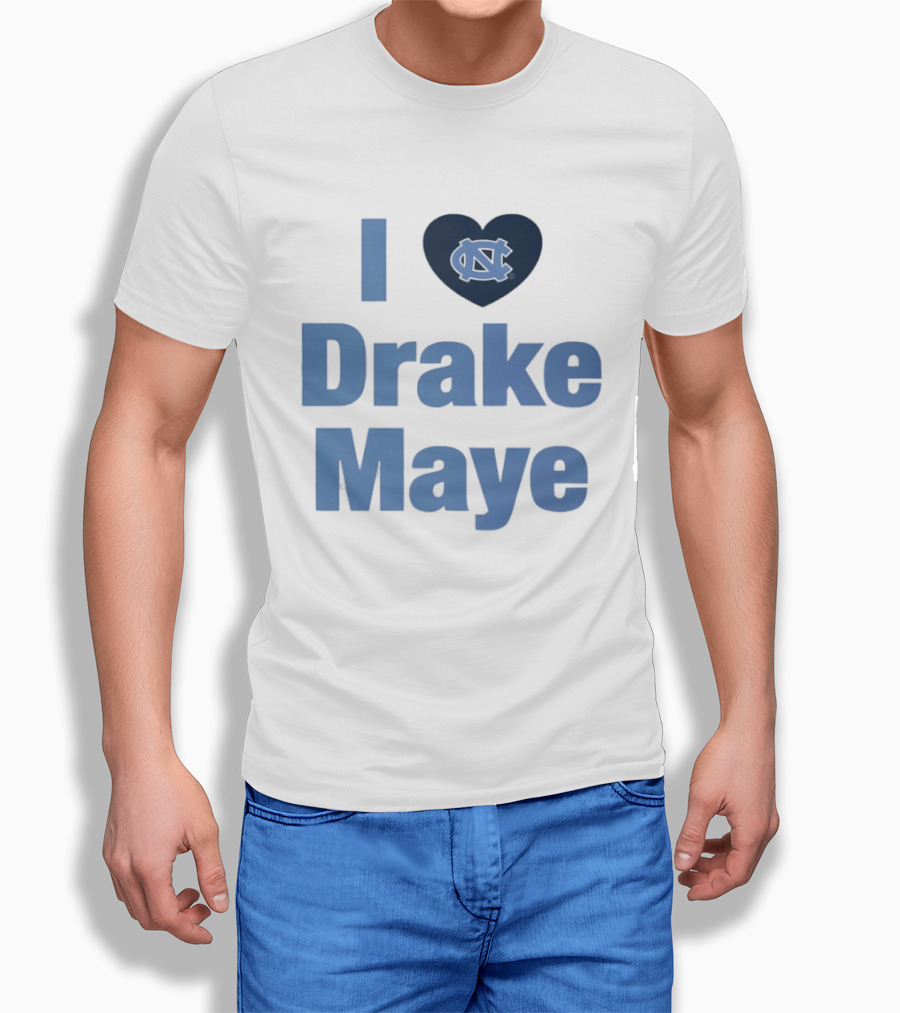 I Love Drake Maye UNC Tar Heels Football Heart T-Shirt