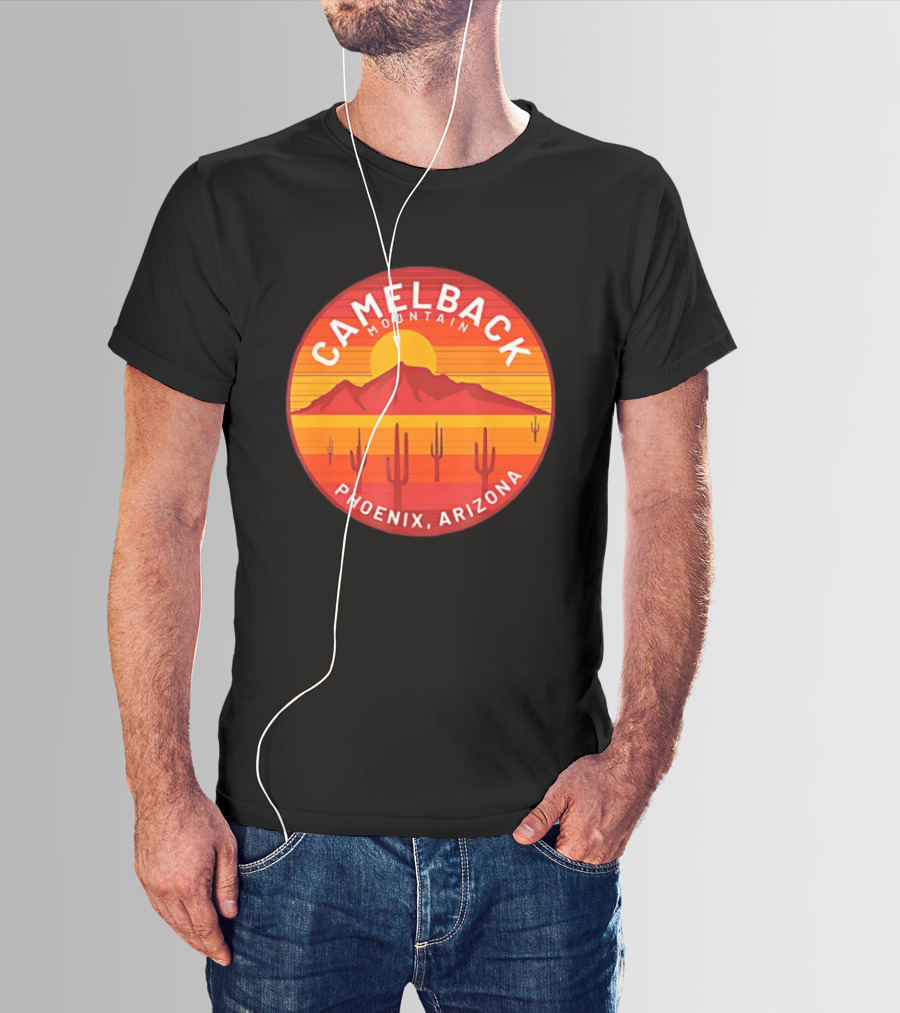 Camelback Mountain Phoenix Arizona Sunset Cactus Desert Hiking T-Shirt