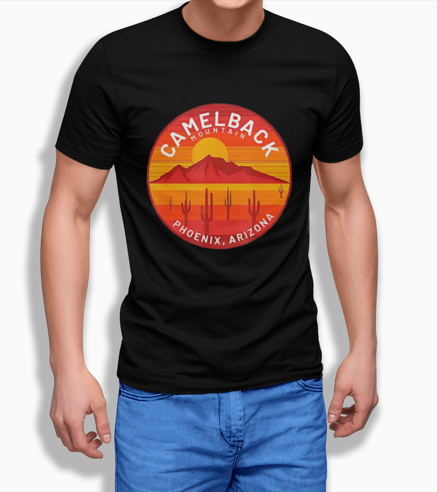 Camelback Mountain Phoenix Arizona Sunset Cactus Desert Hiking T-Shirt