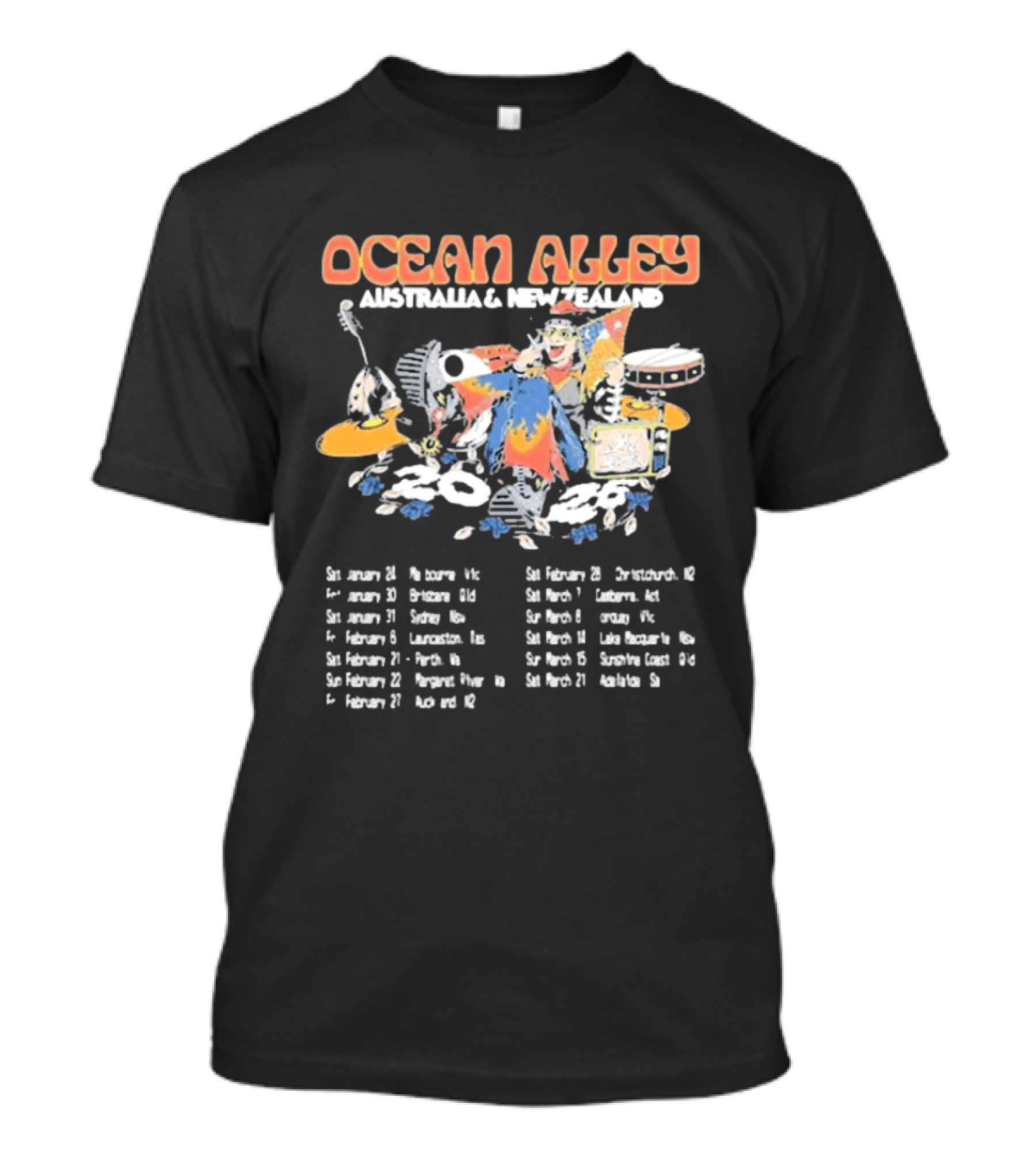 Ocean Alley Australia & New Zealand 2026 Tour Dates Music Band T-Shirt