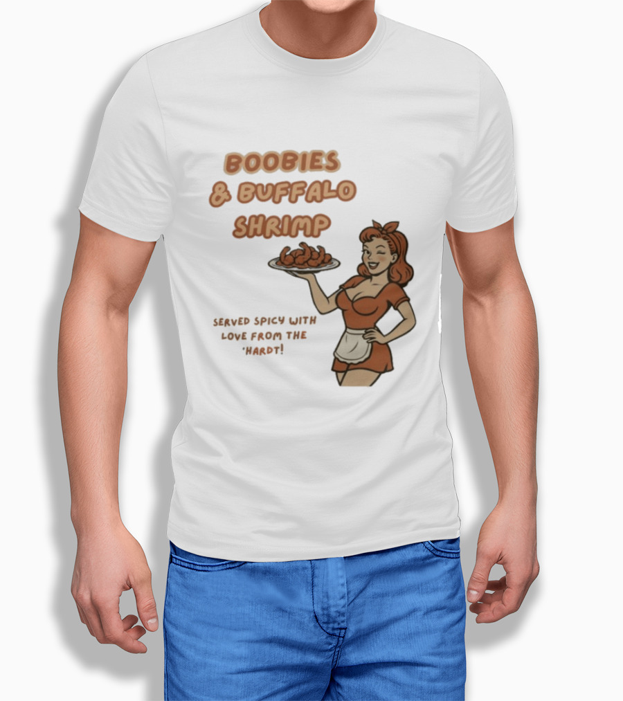Boobies & Buffalo Shrimp Served Spicy With Love From The Hardt Retro Waitress T-Shirt