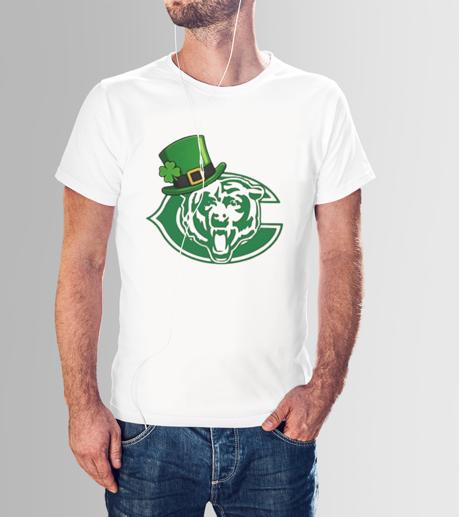 Chicago Bears St Patrick's Day Green Logo With Irish Hat T-Shirt