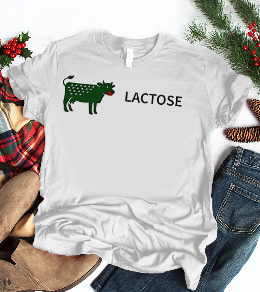 Lactose Cow 2026 Eating Red Apple T-Shirt