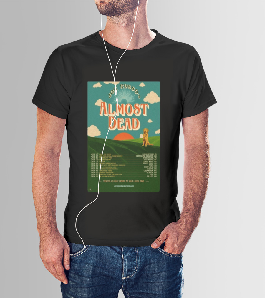 Joe Russo's Almost Dead Summer Tour 2026 Dates Red Sun Dog And Cloudy Sky T-Shirt