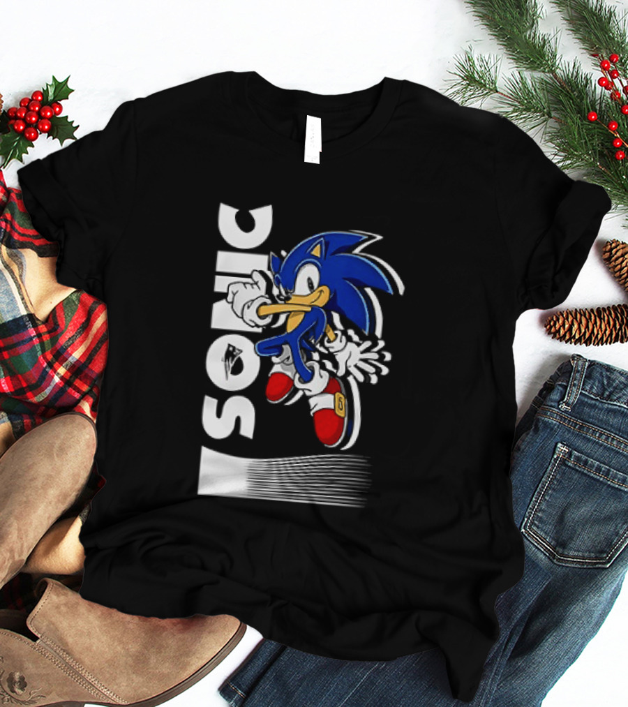 Sonic The Hedgehog New England Patriots Collaboration T-Shirt