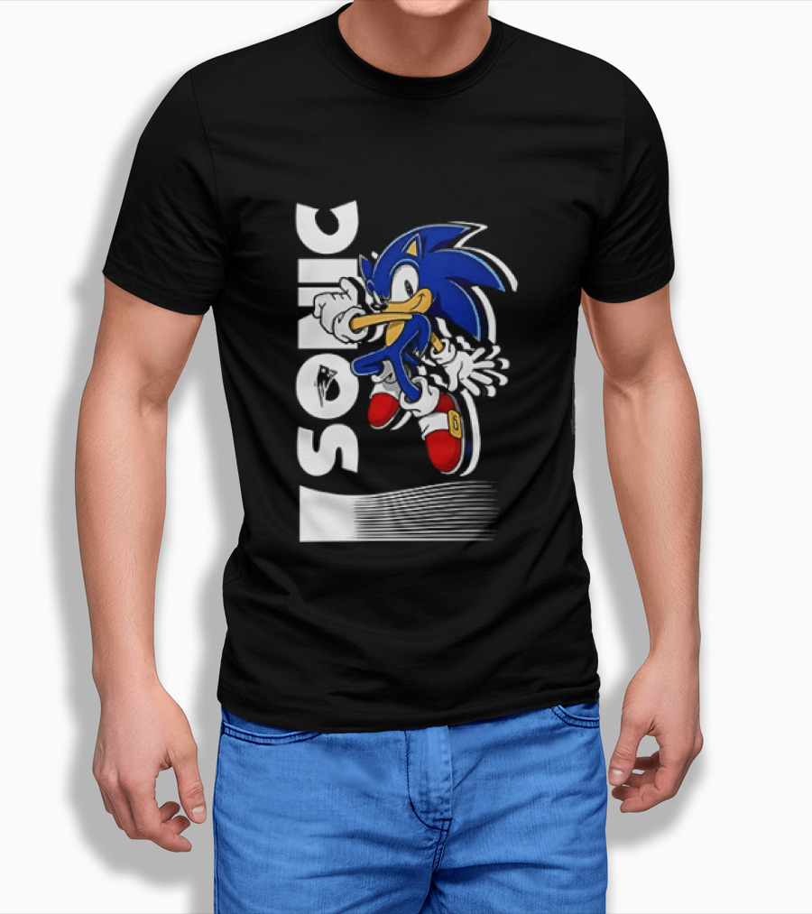 Sonic The Hedgehog New England Patriots Collaboration T-Shirt