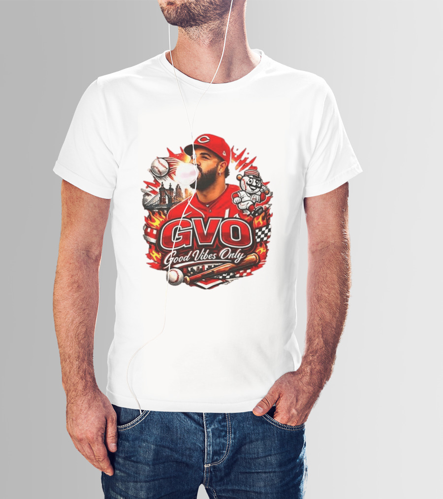 GVO Good Vibes Only Eugenio Suarez Reds Baseball Cincinnati Sports T-Shirt