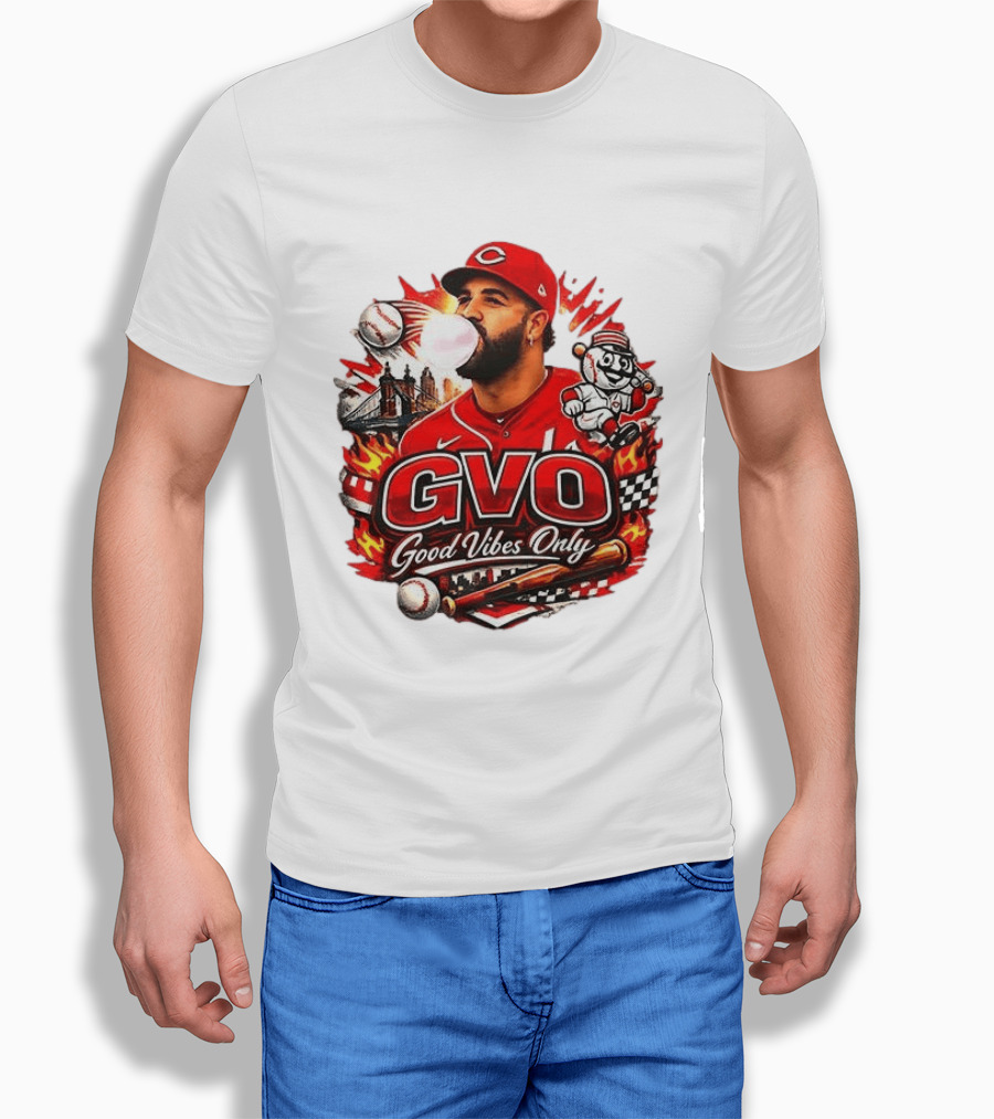 GVO Good Vibes Only Eugenio Suarez Reds Baseball Cincinnati Sports T-Shirt