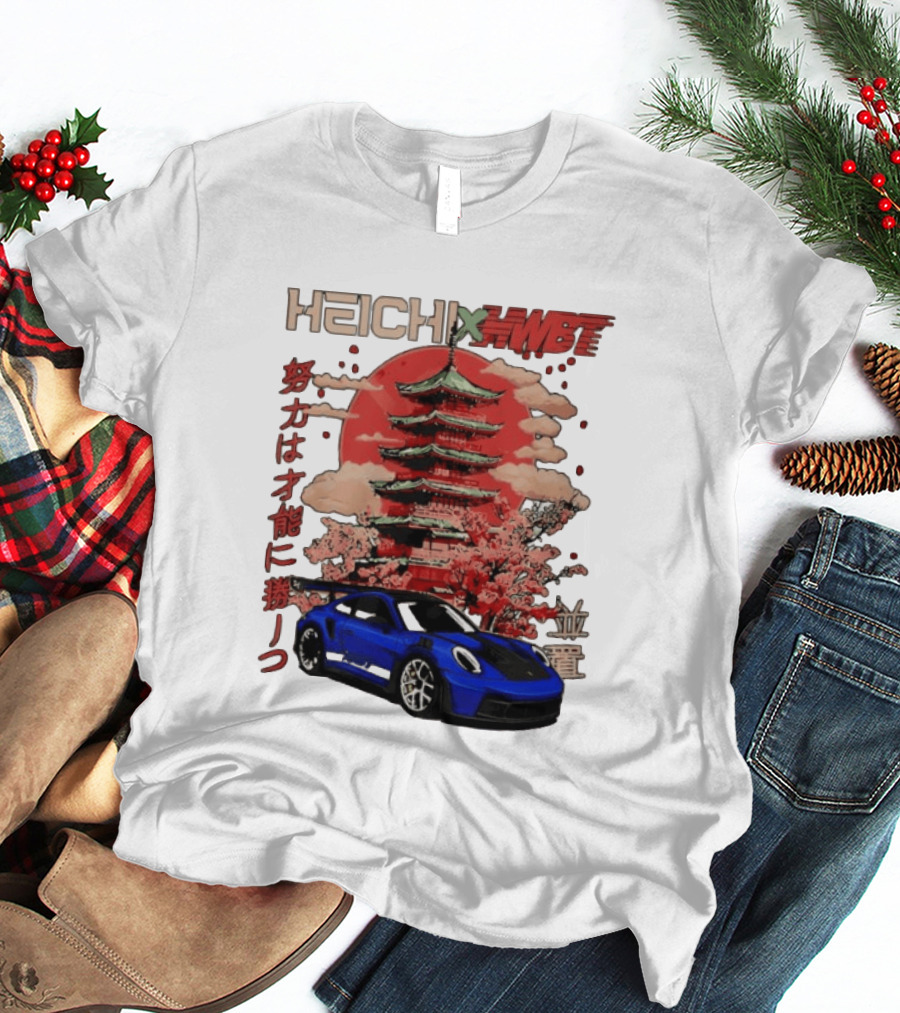 Haichi HWBT 2025 Pagoda Blue Sports Car Red Sun Japanese T-Shirt