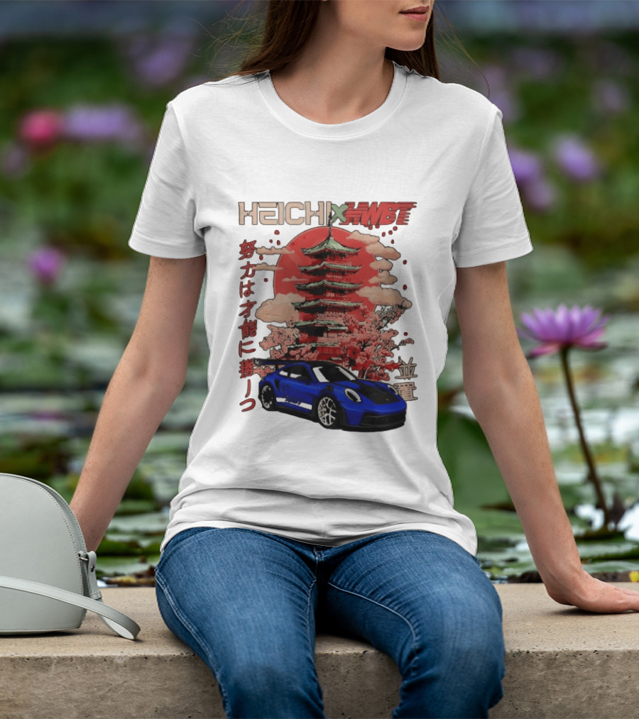 Haichi HWBT 2025 Pagoda Blue Sports Car Red Sun Japanese T-Shirt