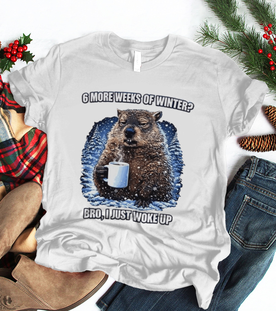6 More Weeks Of Winter Bro I Just Woke Up Groundhog Meme T-Shirt