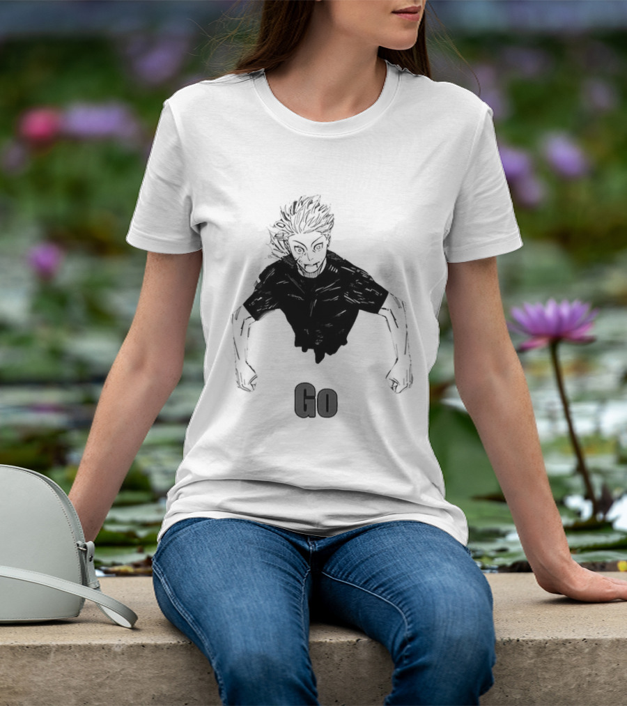 Satoru Gojo Half Body Go Meme Jujutsu Kaisen T-Shirt