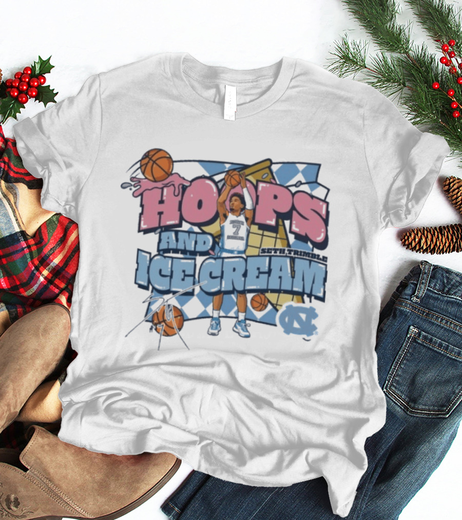 Hoops And Ice Cream UNC North Carolina Tar Heels Basketball Seth Trimble T-Shirt