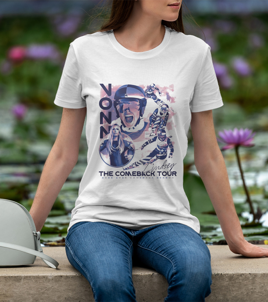 Lindsey Vonn The Comeback Tour 2025 2026 Comeback Season Alpine Skiing Adventure T-Shirt