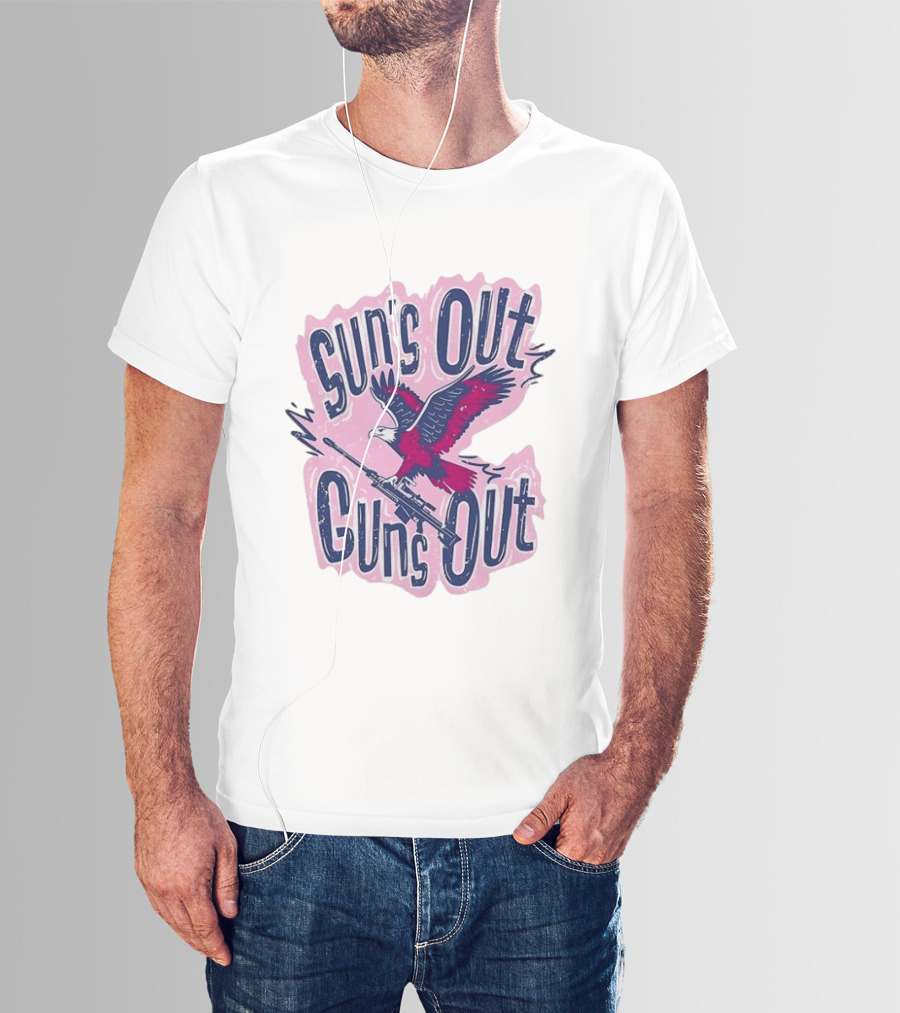 Sun's Out Guns Out Bald Eagle Holding Rifle T-Shirt