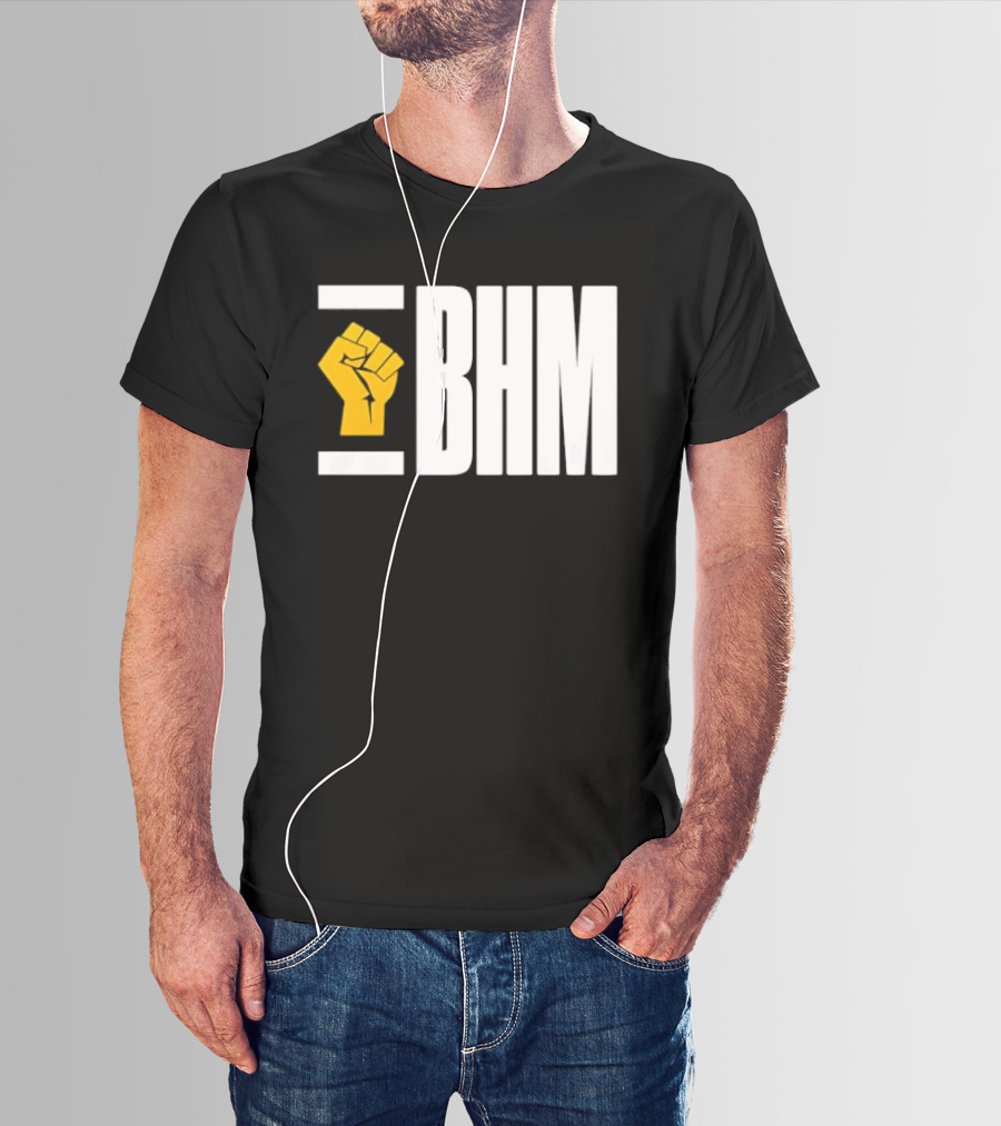 BHM Black History Month Yellow Raised Fist T-Shirt