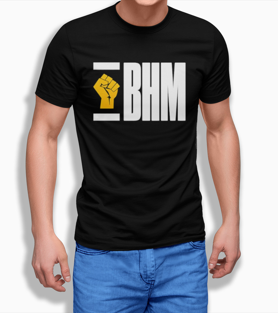 BHM Black History Month Yellow Raised Fist T-Shirt