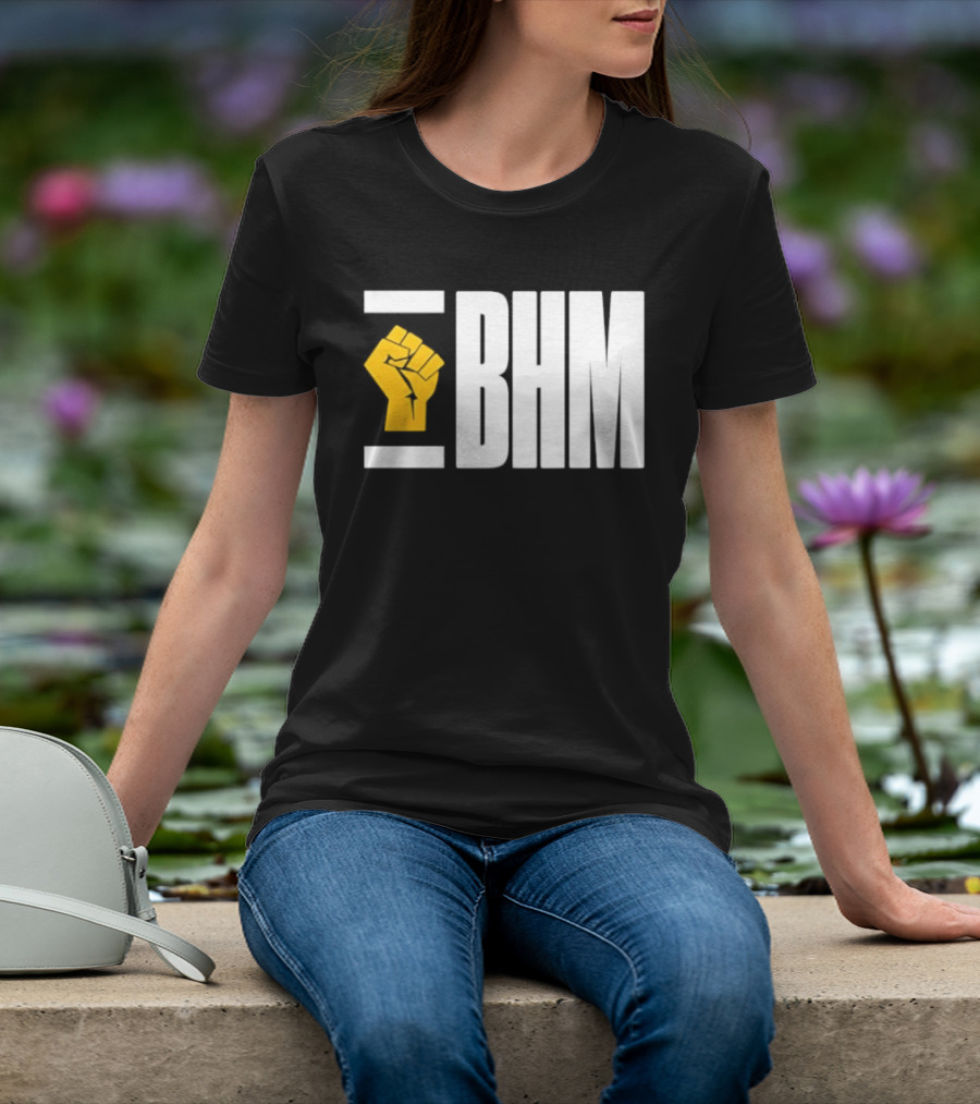 BHM Black History Month Yellow Raised Fist T-Shirt