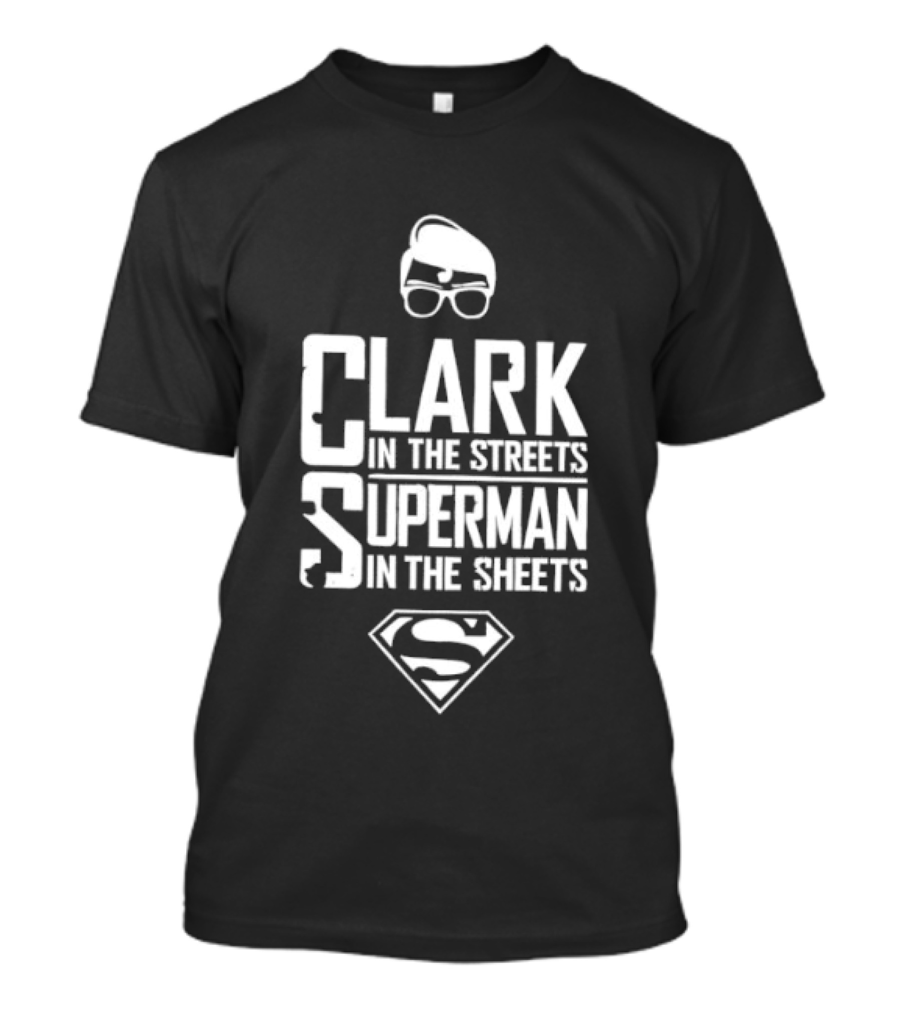 Clark In The Streets Superman In The Sheets S Logo Glasses T-Shirt