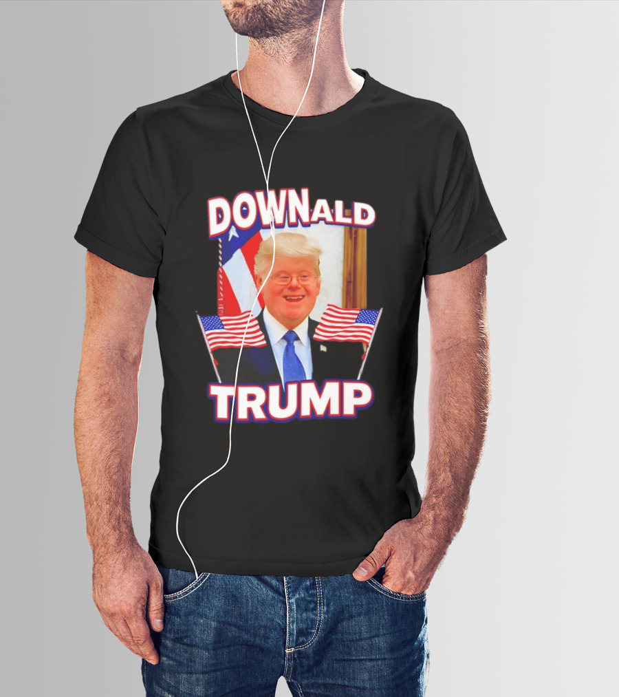 Downald Trump American Flag Parody With Patriotic Backdrop T-Shirt