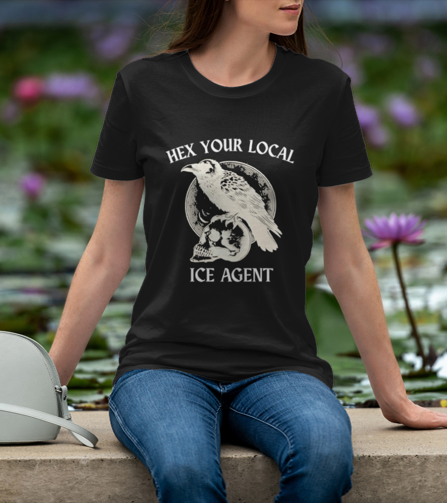 Hex Your Local Ice Agent Raven Skull T-Shirt