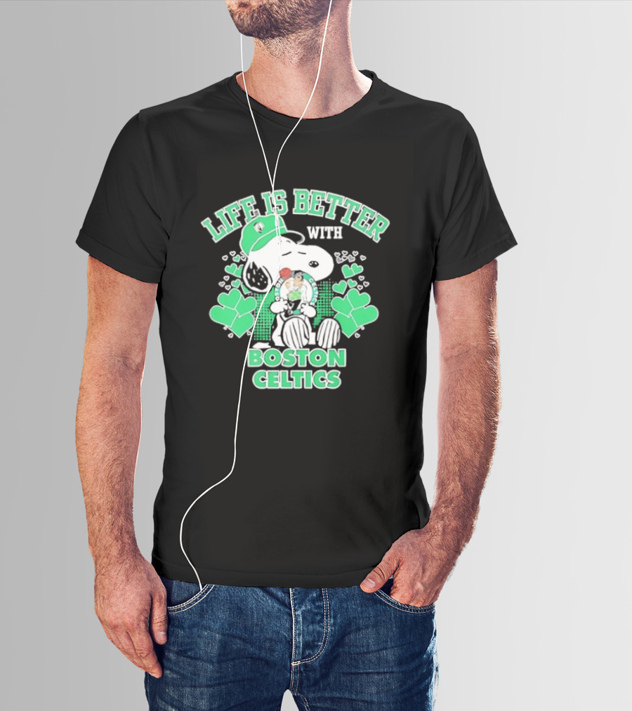 Life Is Better With Snoopy Boston Celtics St. Patrick's Day T-Shirt