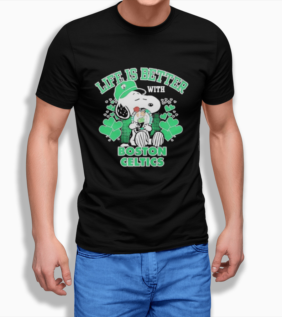 Life Is Better With Snoopy Boston Celtics St. Patrick's Day T-Shirt