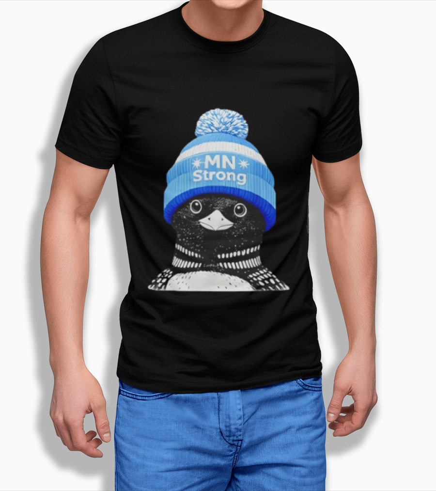 MN Strong Penguin Blue Hat Minnesota T-Shirt
