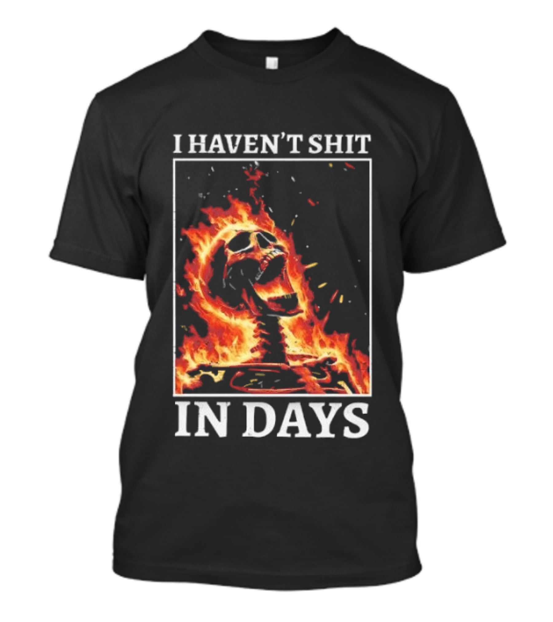 Skeleton On Fire I Haven't Shit In Days Humorous Flame T-Shirt
